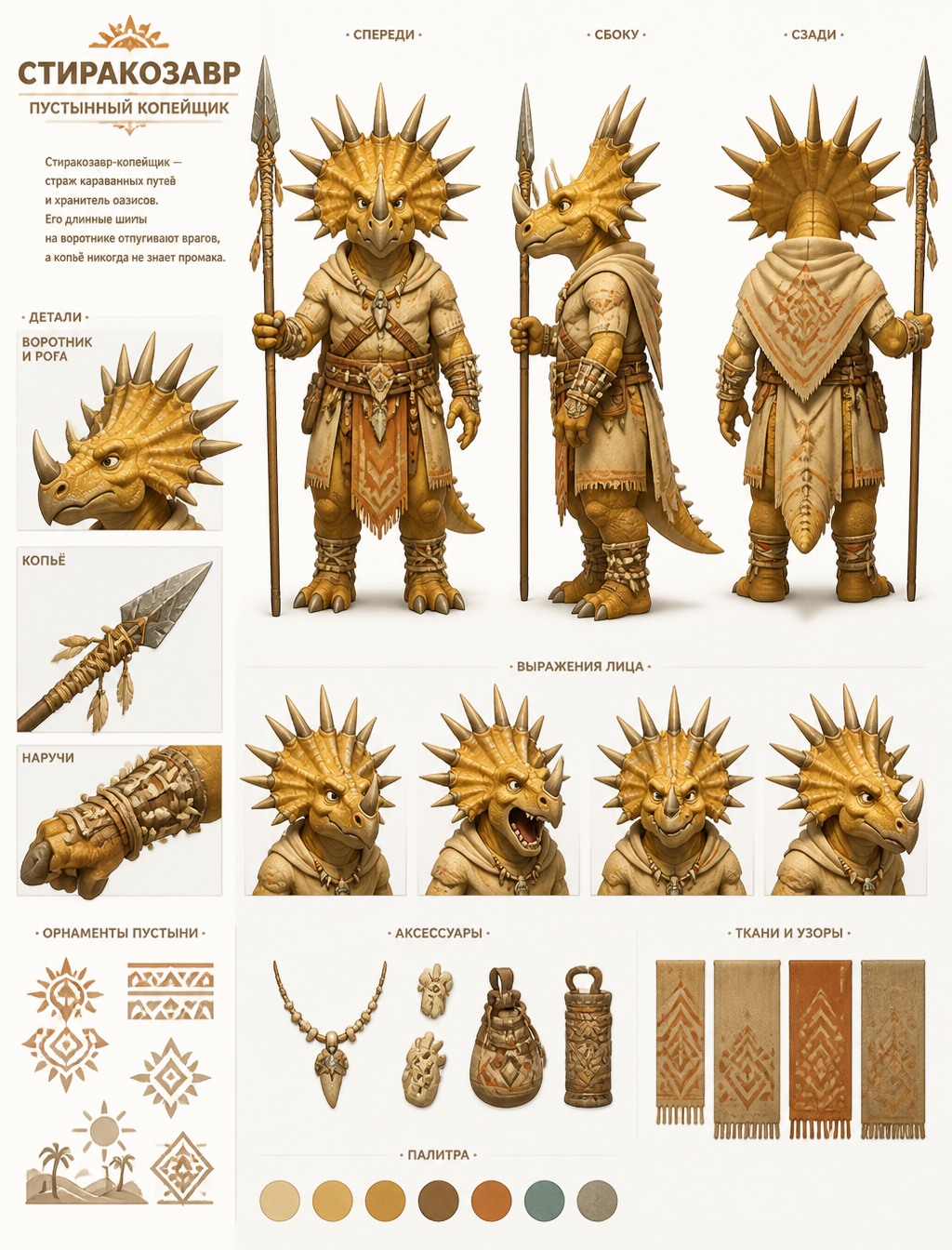 Desert Spearman Styracosaurus Character Sheet
