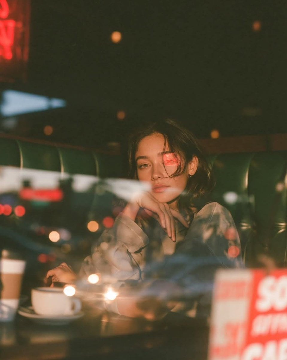 Blue Hour Reflection in Retro Diner - alternate