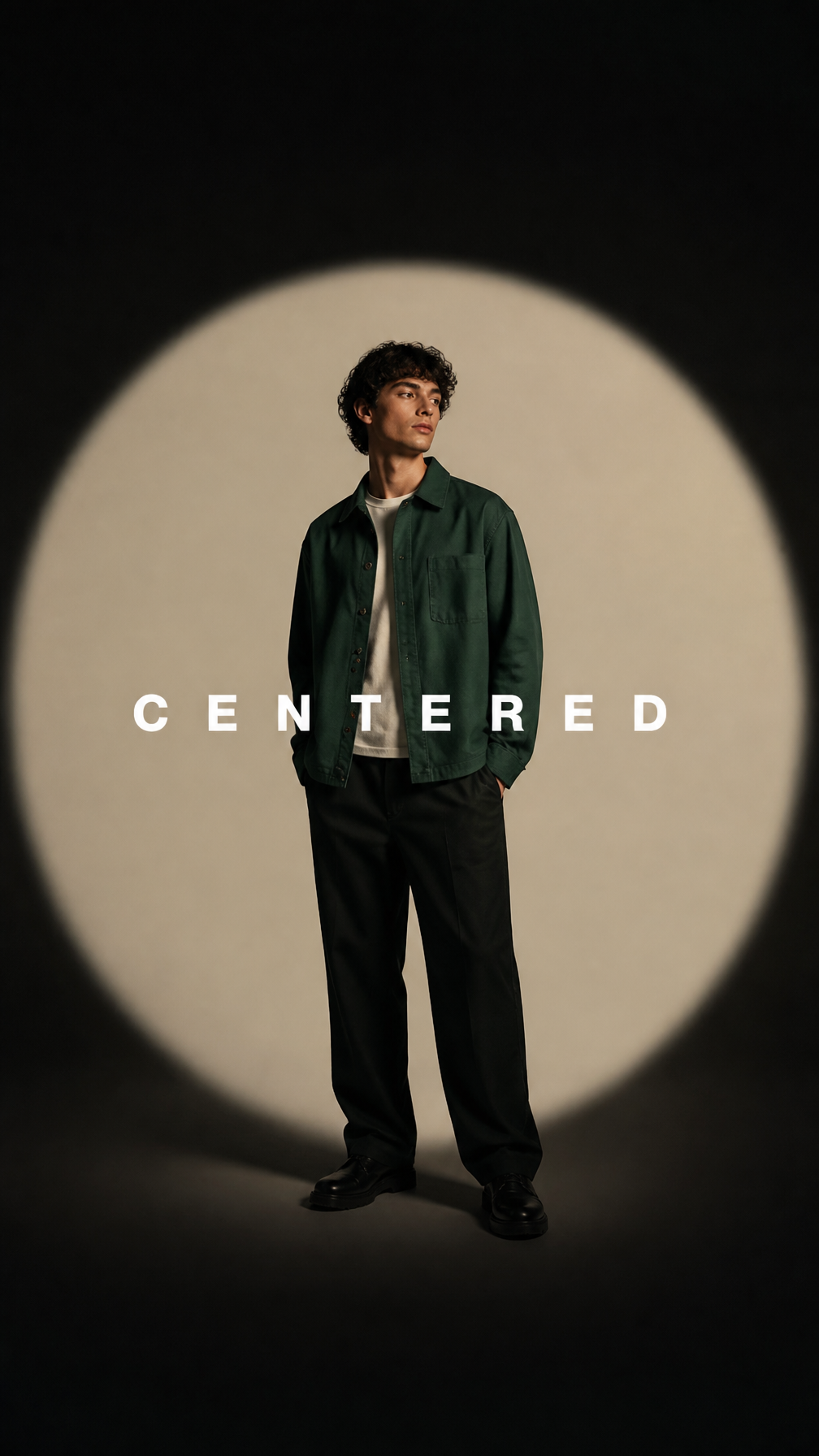 Forest Green Overshirt Spotlight Studio Shot