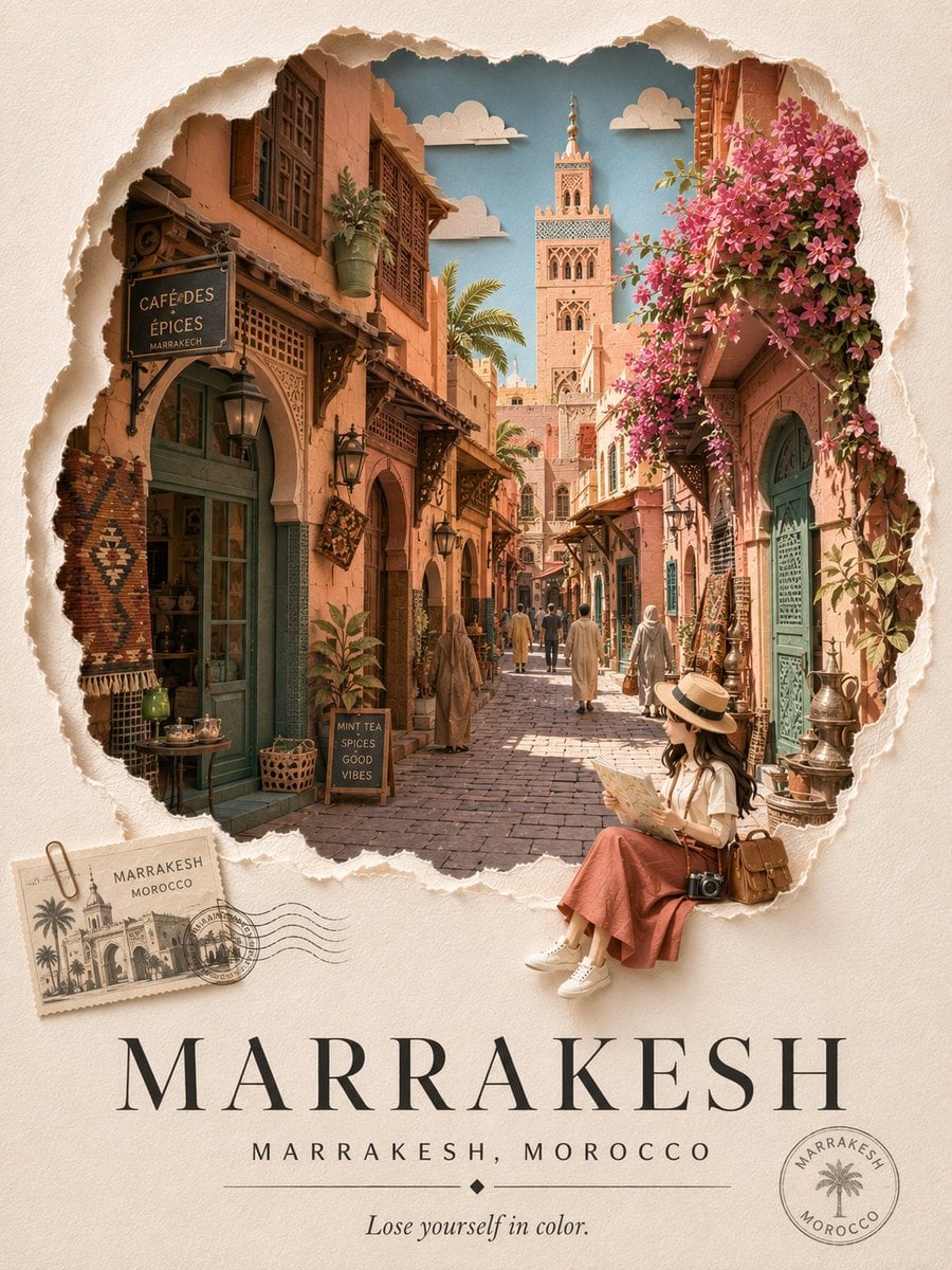 Luxury Papercraft City Travel Poster - alternate