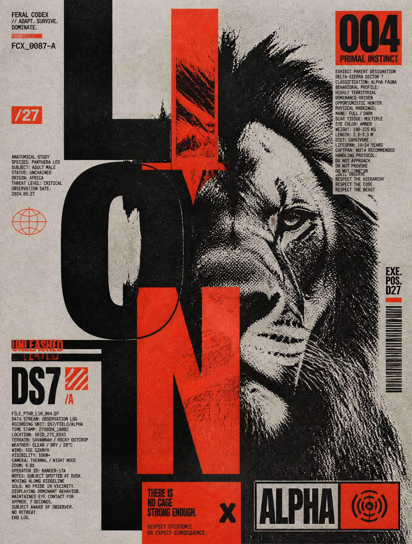 Brutalist Avant-Garde Lion Poster