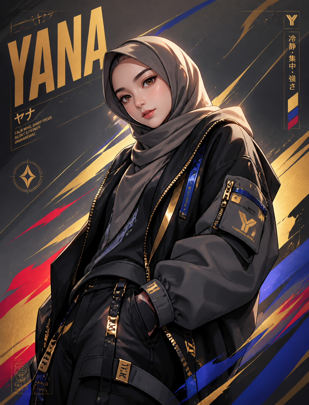 Modern Anime Hijab Techwear Character Poster