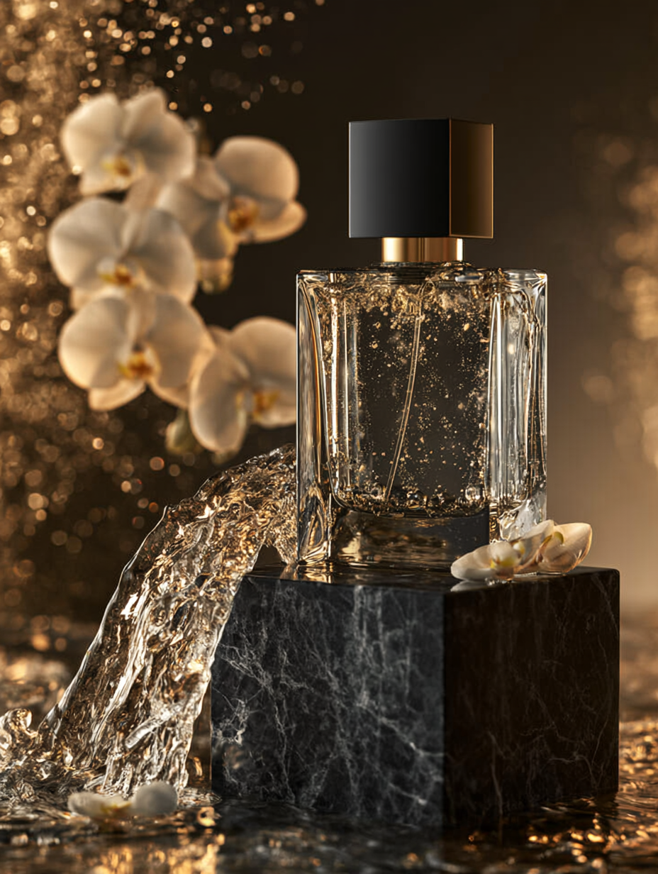 Opulent Crystal Perfume on Black Marble - alternate