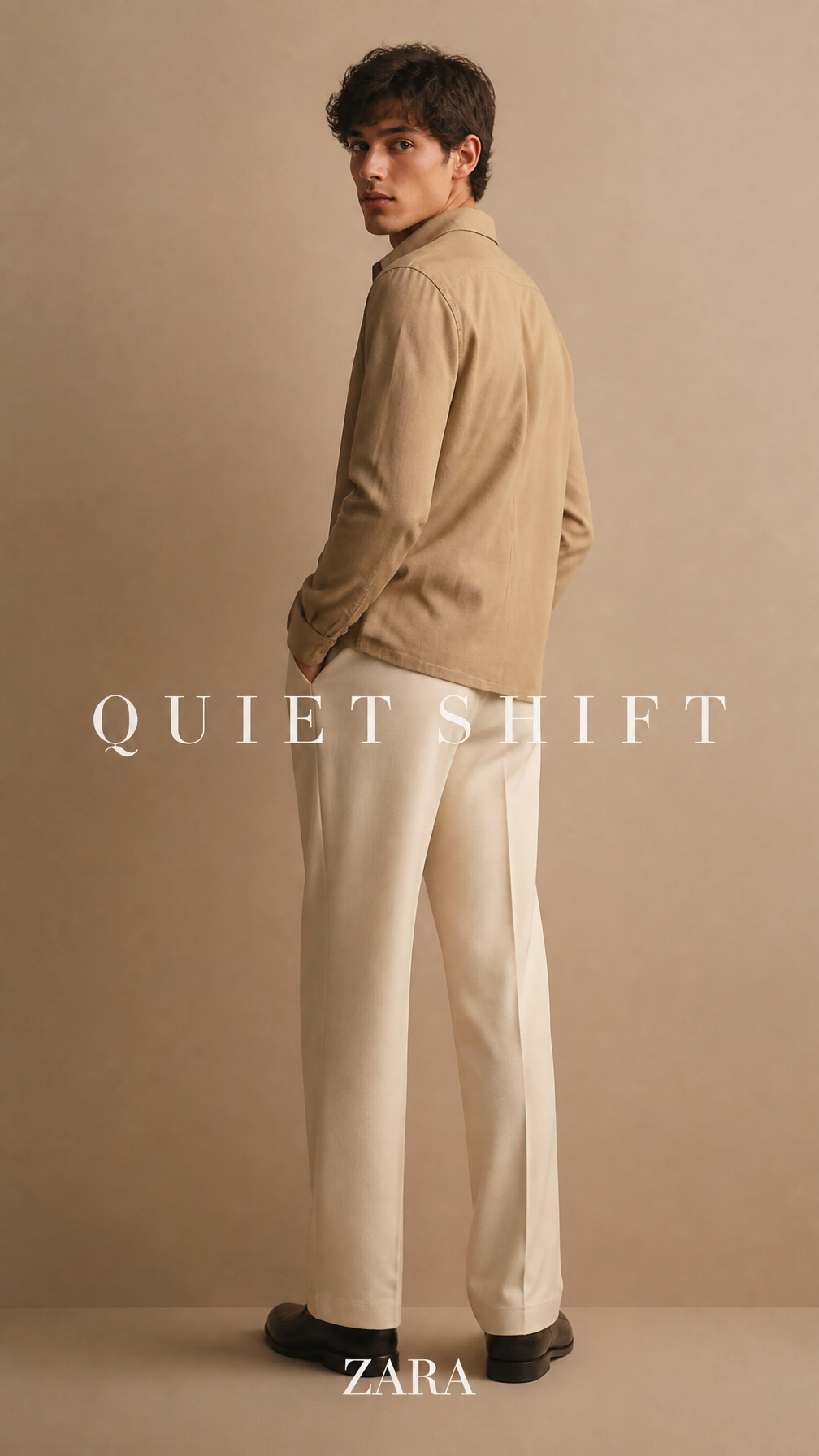 Minimalist Oat-Toned Male Editorial