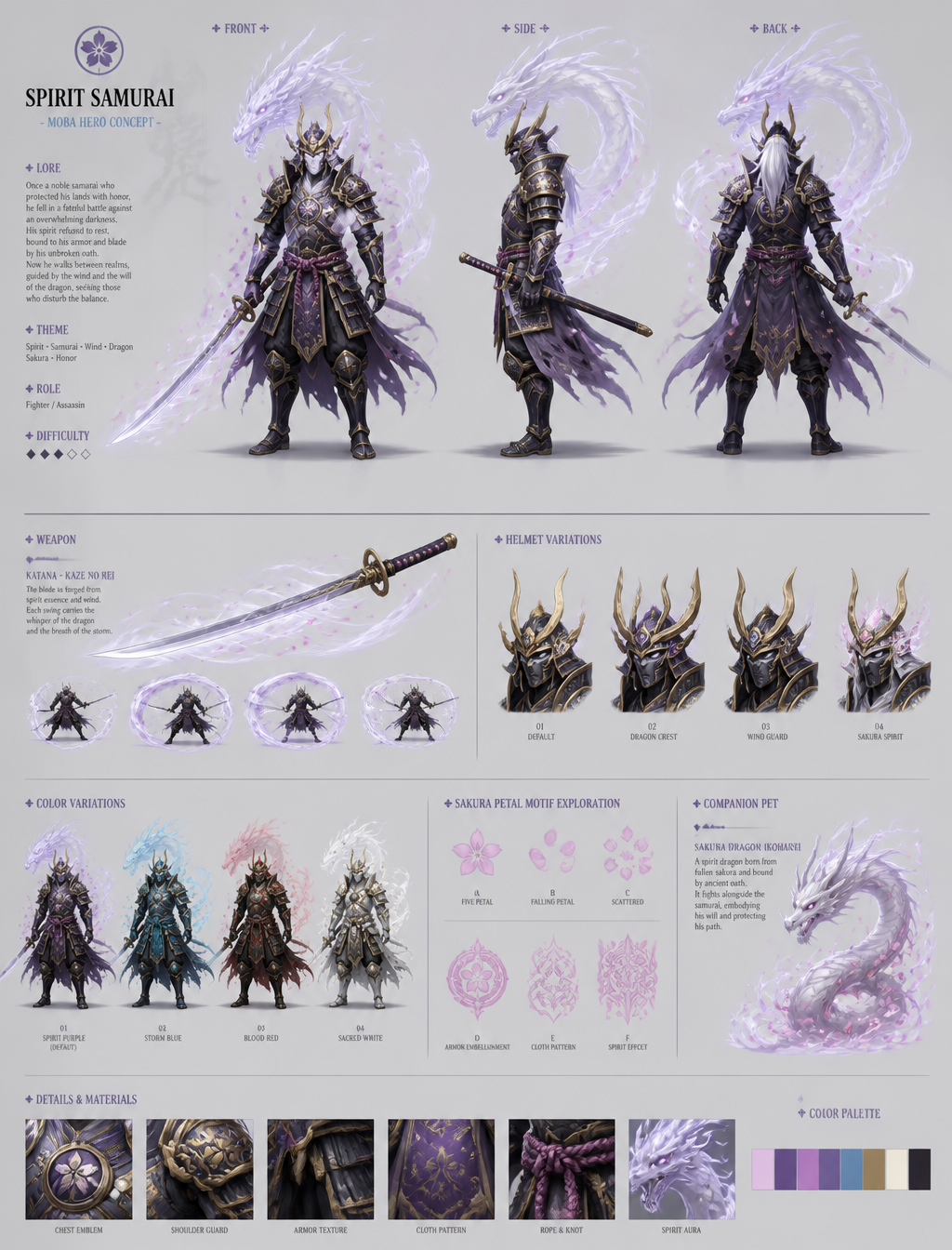 Ethereal Dragon Spirit Samurai Concept Sheet
