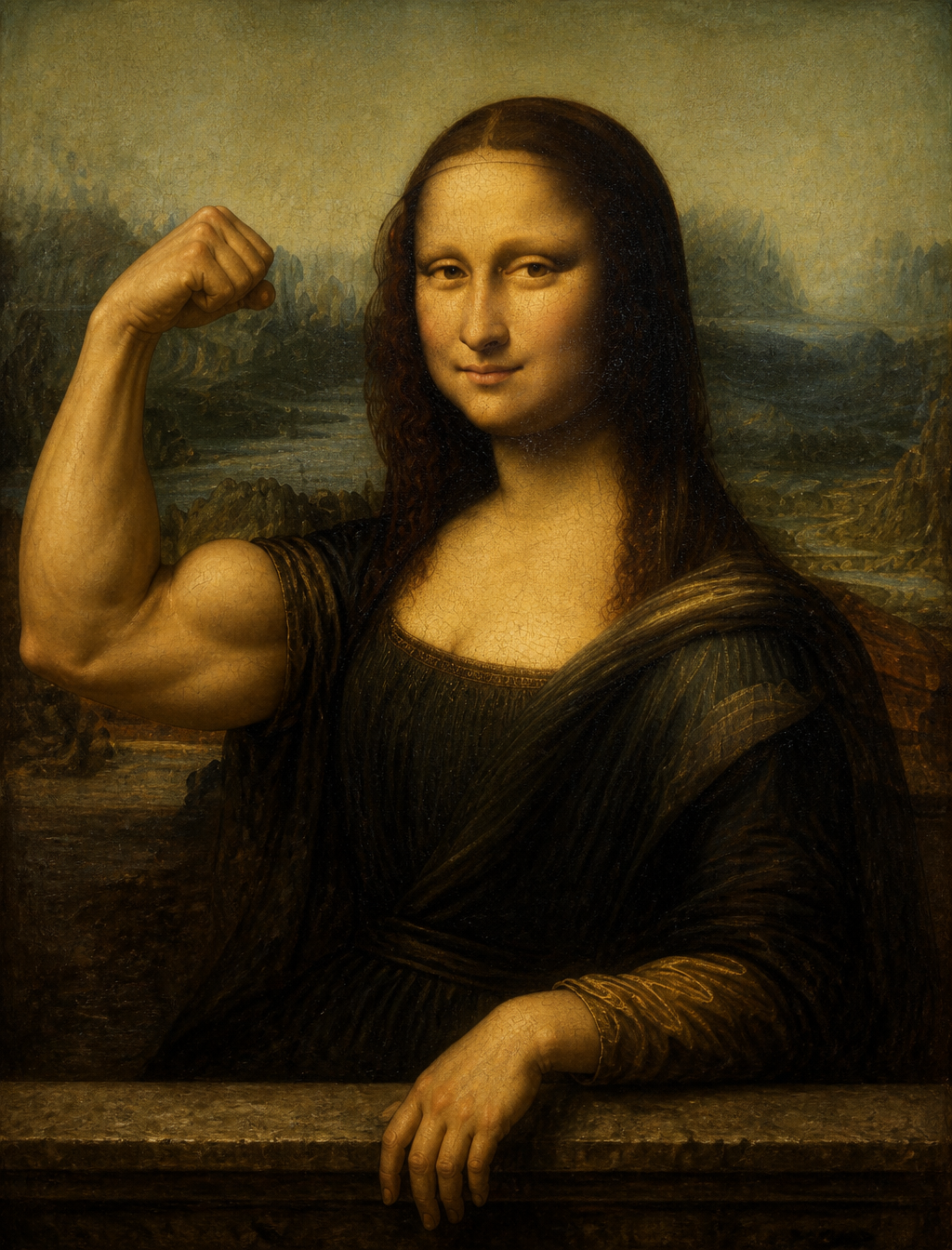 Muscular Mona Lisa Renaissance Portrait
