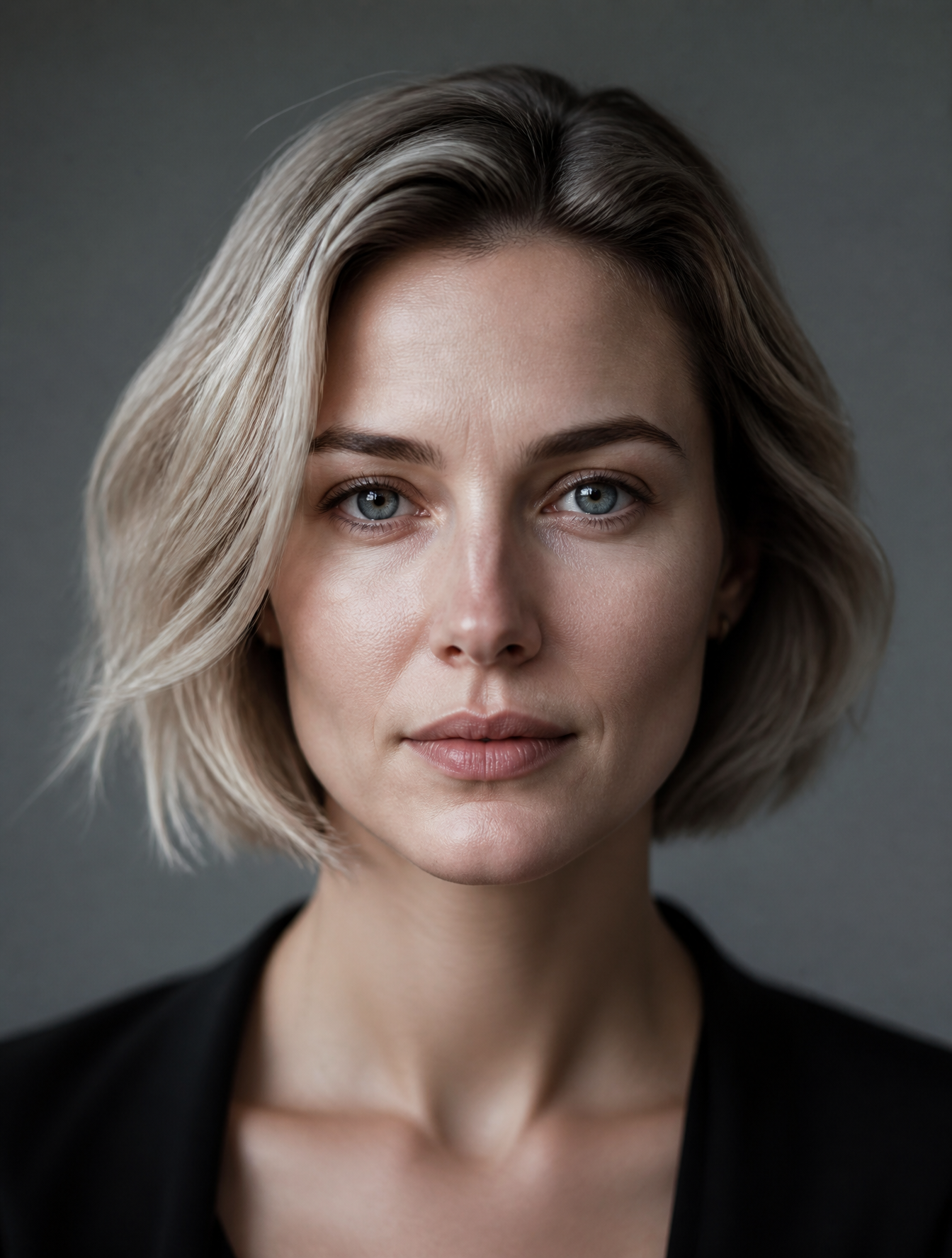 Sophisticated Ash-Blonde Studio Portrait