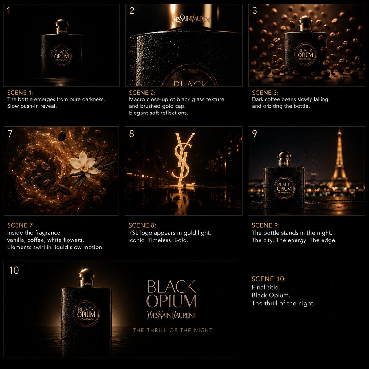 YSL Black Opium Golden Noir Cinematic Sequence