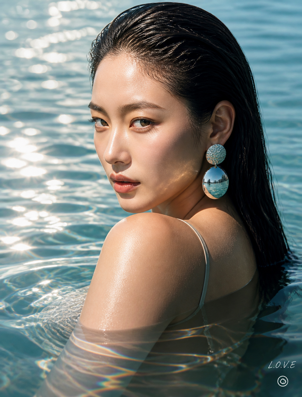 Luxury Silver Jewelry Editorial in Crystal Clear Water
