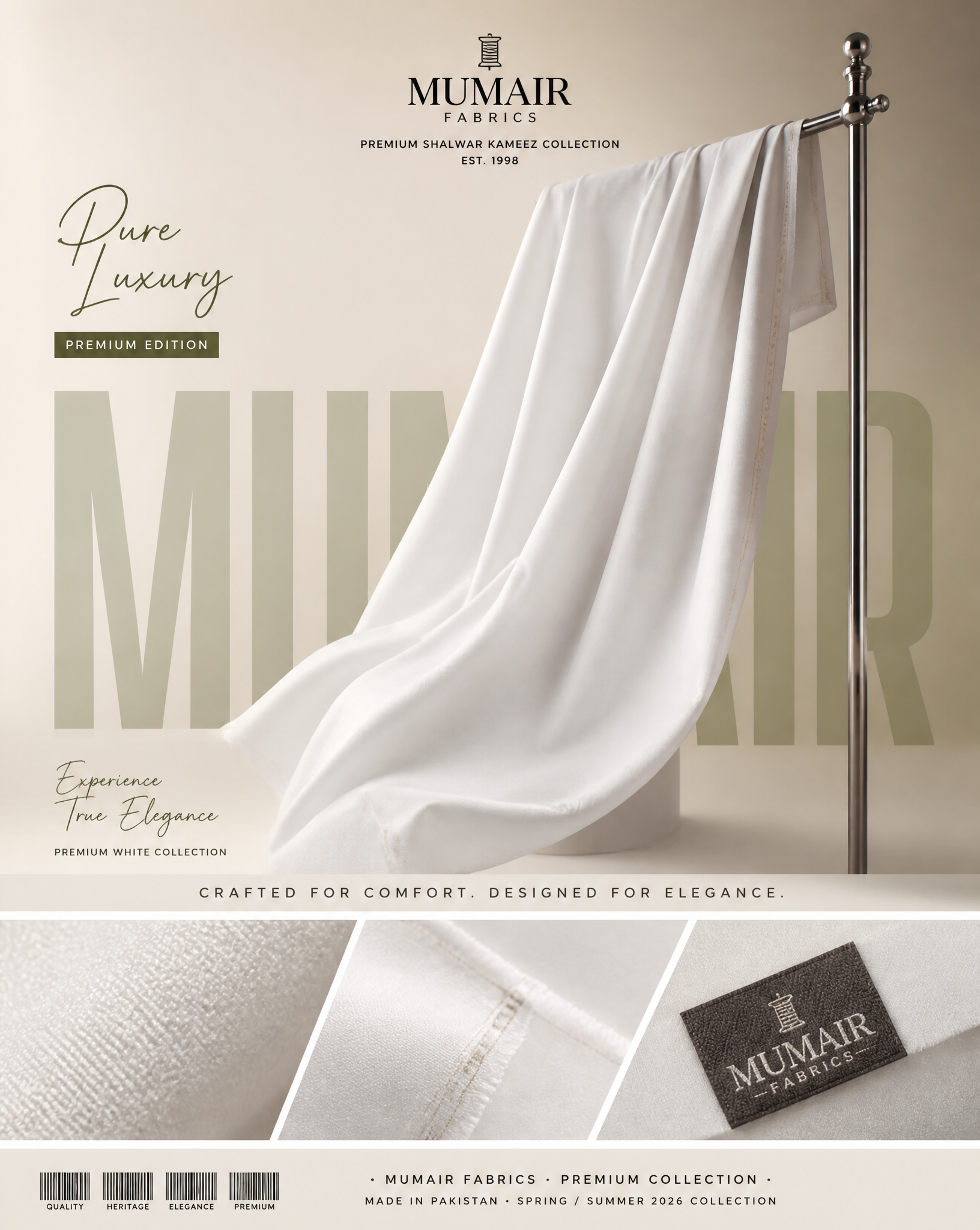 Luxury White Unstitched Fabric Editorial Campaign
