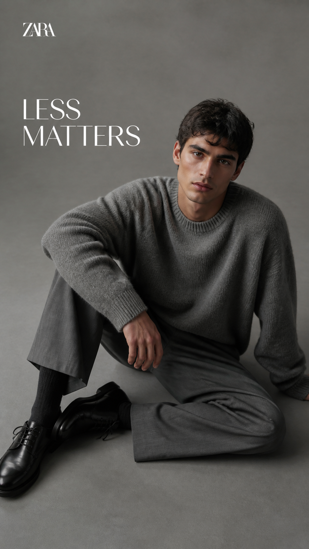 Minimalist Stone-Grey Knitwear Editorial