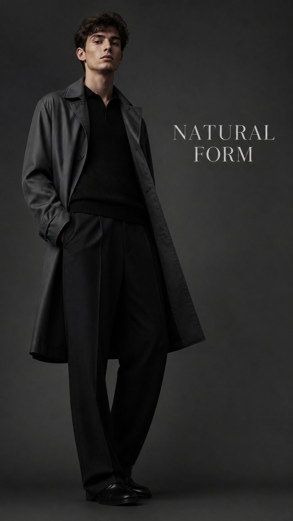 Charcoal Minimalist Men's Outerwear Editorial