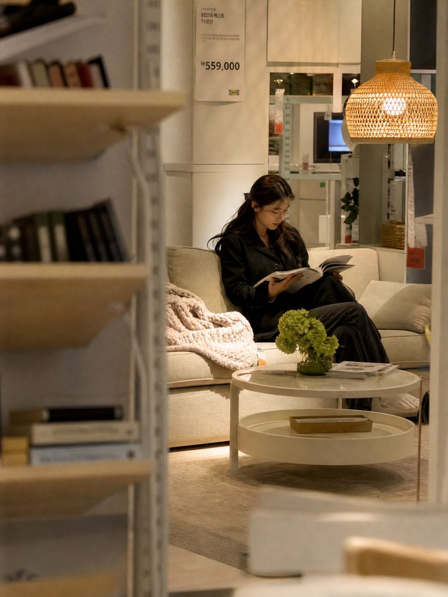 Candid Moment in Modern Furniture Store