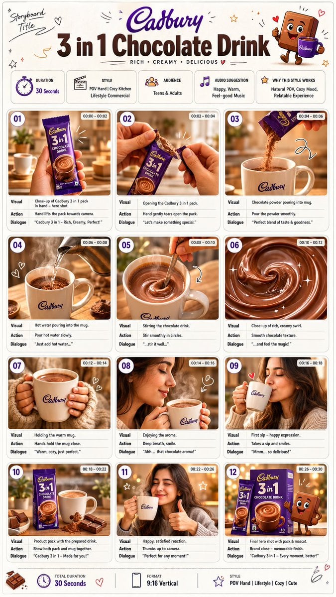 Premium Cozy Chocolate Commercial Storyboard