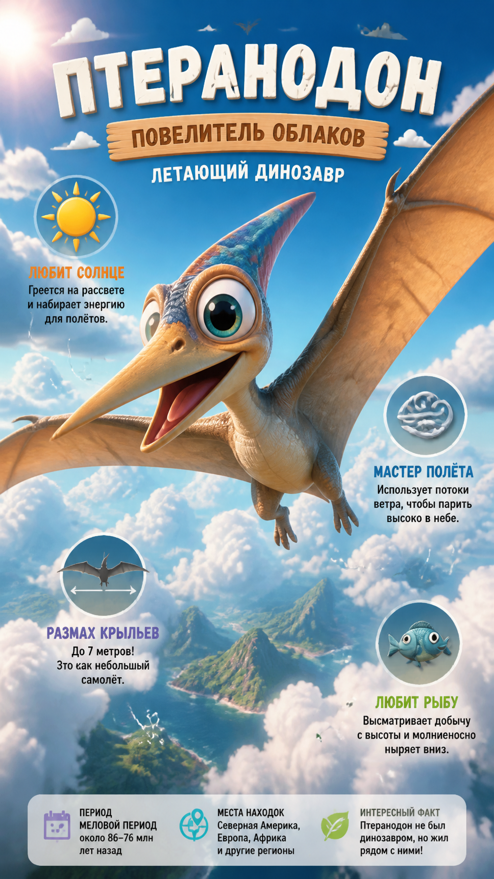 Cute Pteranodon Cloud Explorer