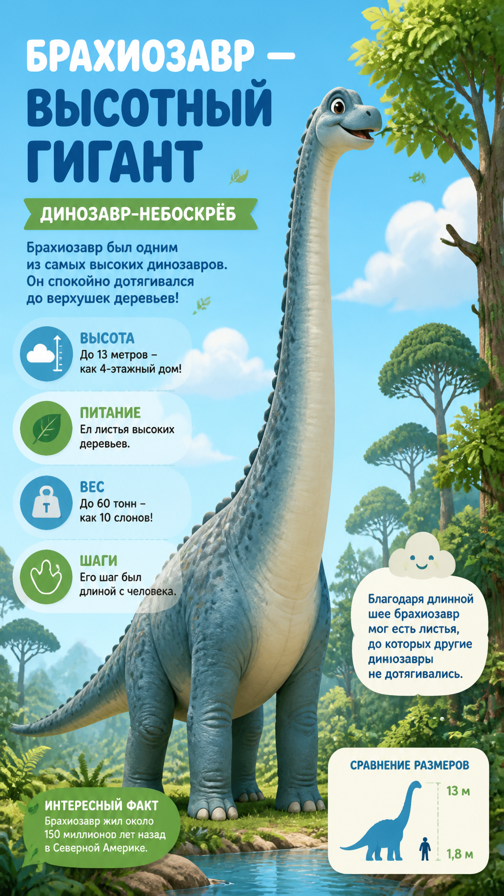 Cute Brachiosaurus Nature Infographic