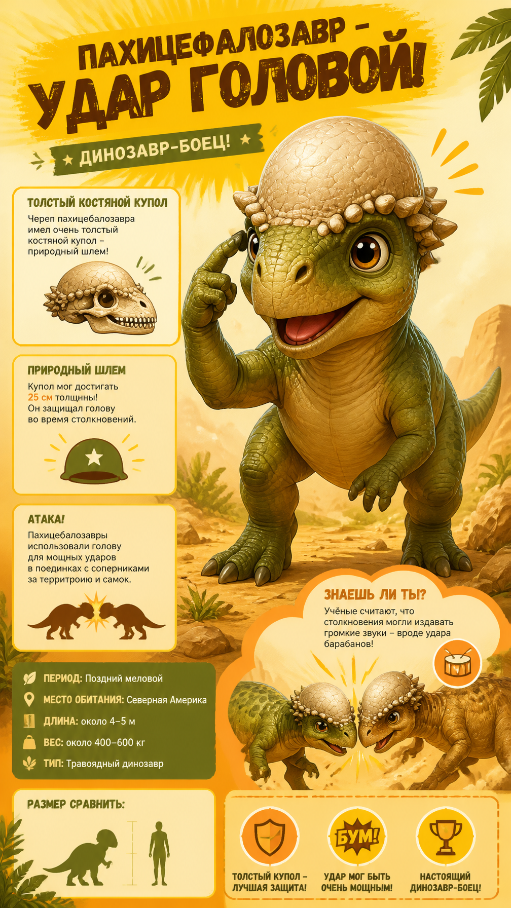 Pachycephalosaurus Head-Butt Infographic