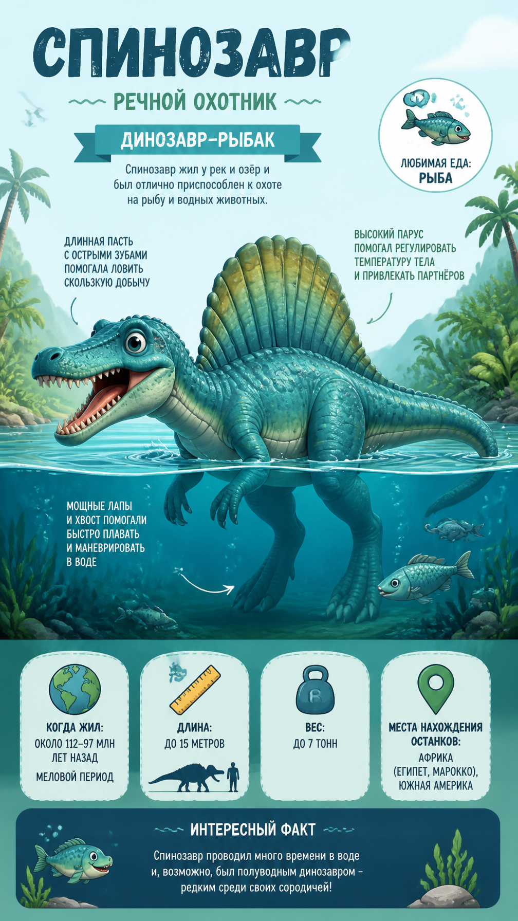 Spinosaurus Aquatic Hunter Infographic