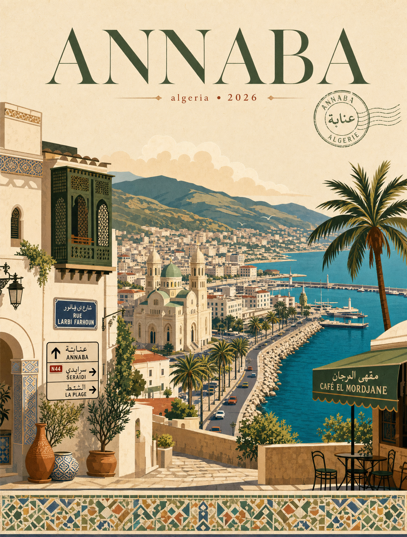 Minimalist Algerian Travel Poster Illustration