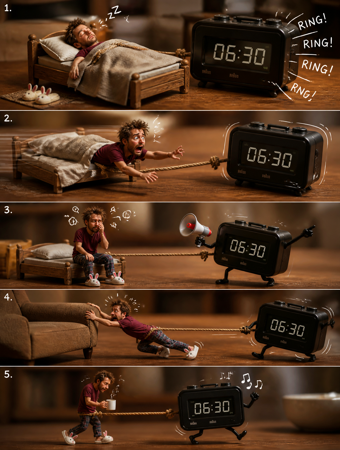 Tiny Man's Morning Struggle Miniature Comic