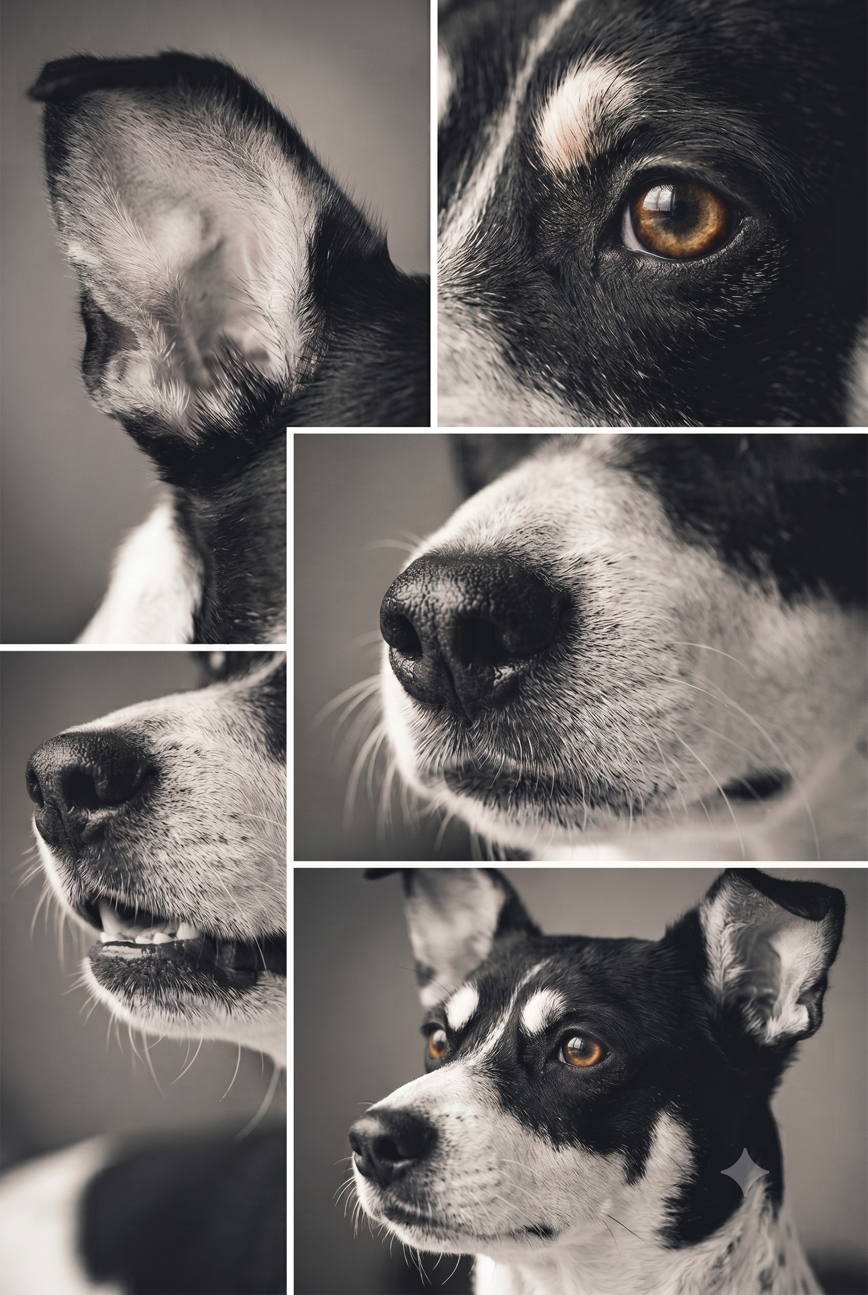 Macro Pet Collage: Selective Color Portrait