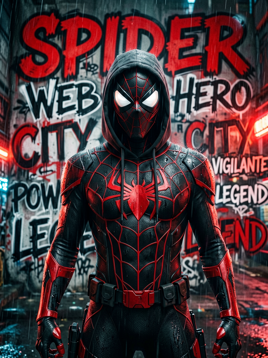 Urban Arachnid Vigilante Cinematic Portrait