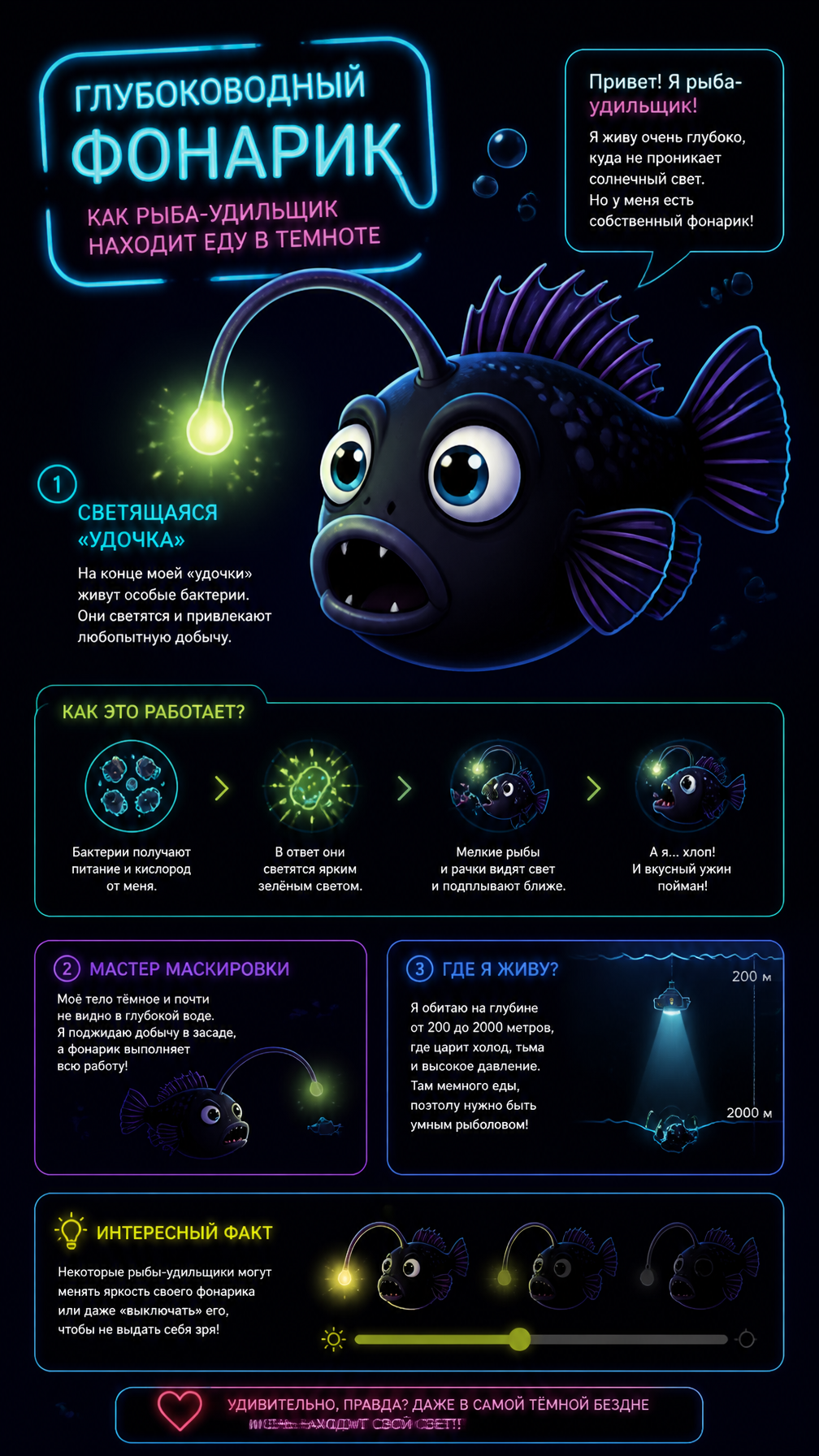 Luminous Deep-Sea Anglerfish Infographic
