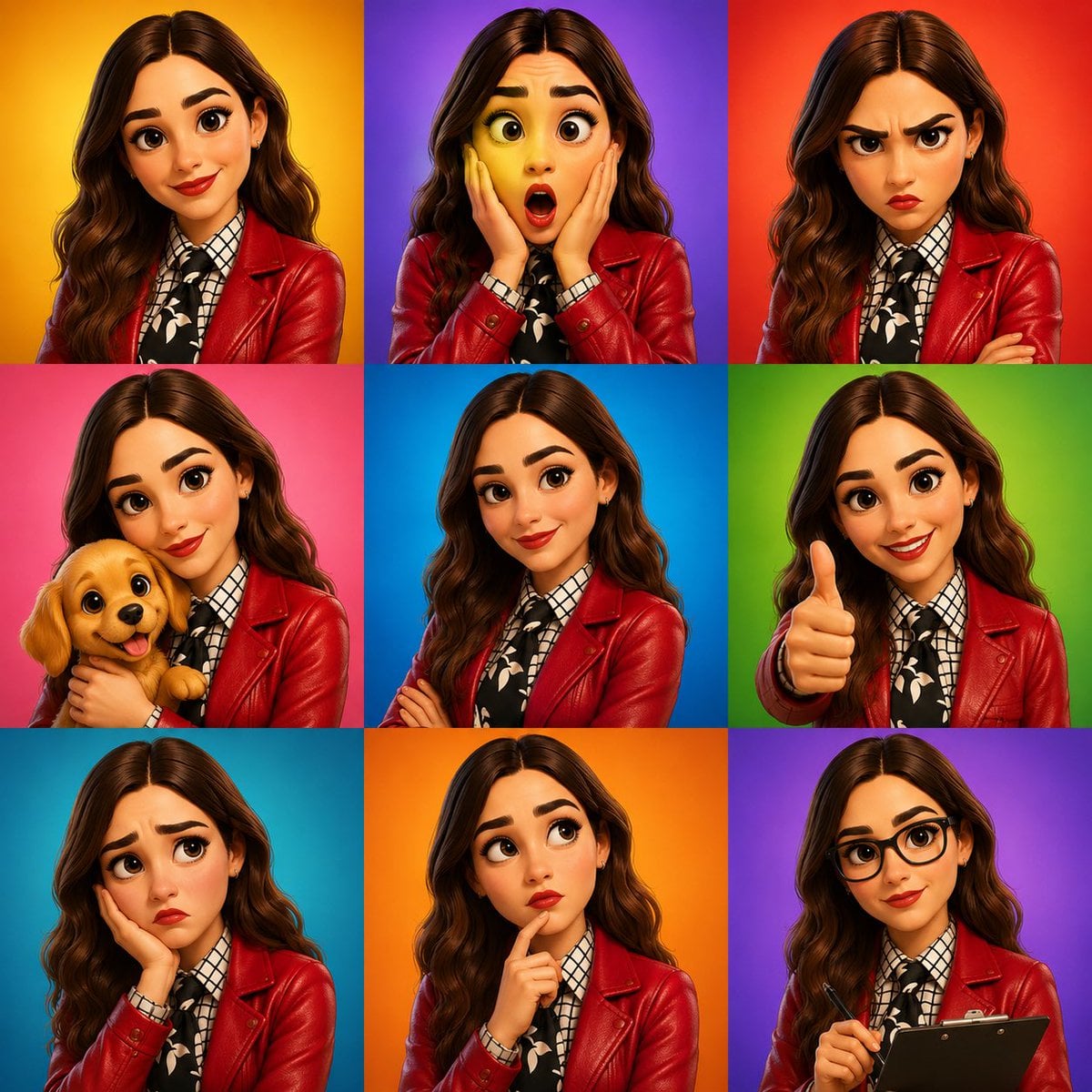 Multi-Emotion 3D Avatar Expression Grid - alternate
