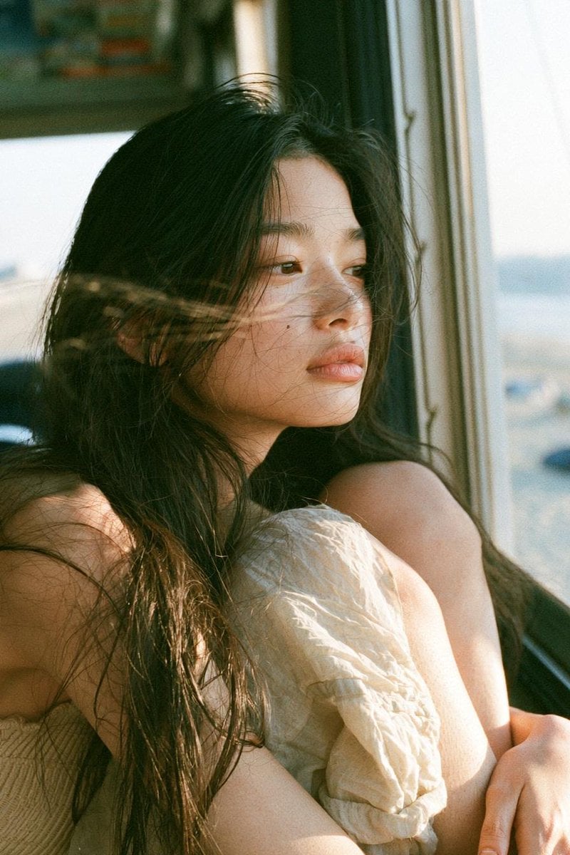 Golden Hour Solitude of a Young East Asian Woman - alternate