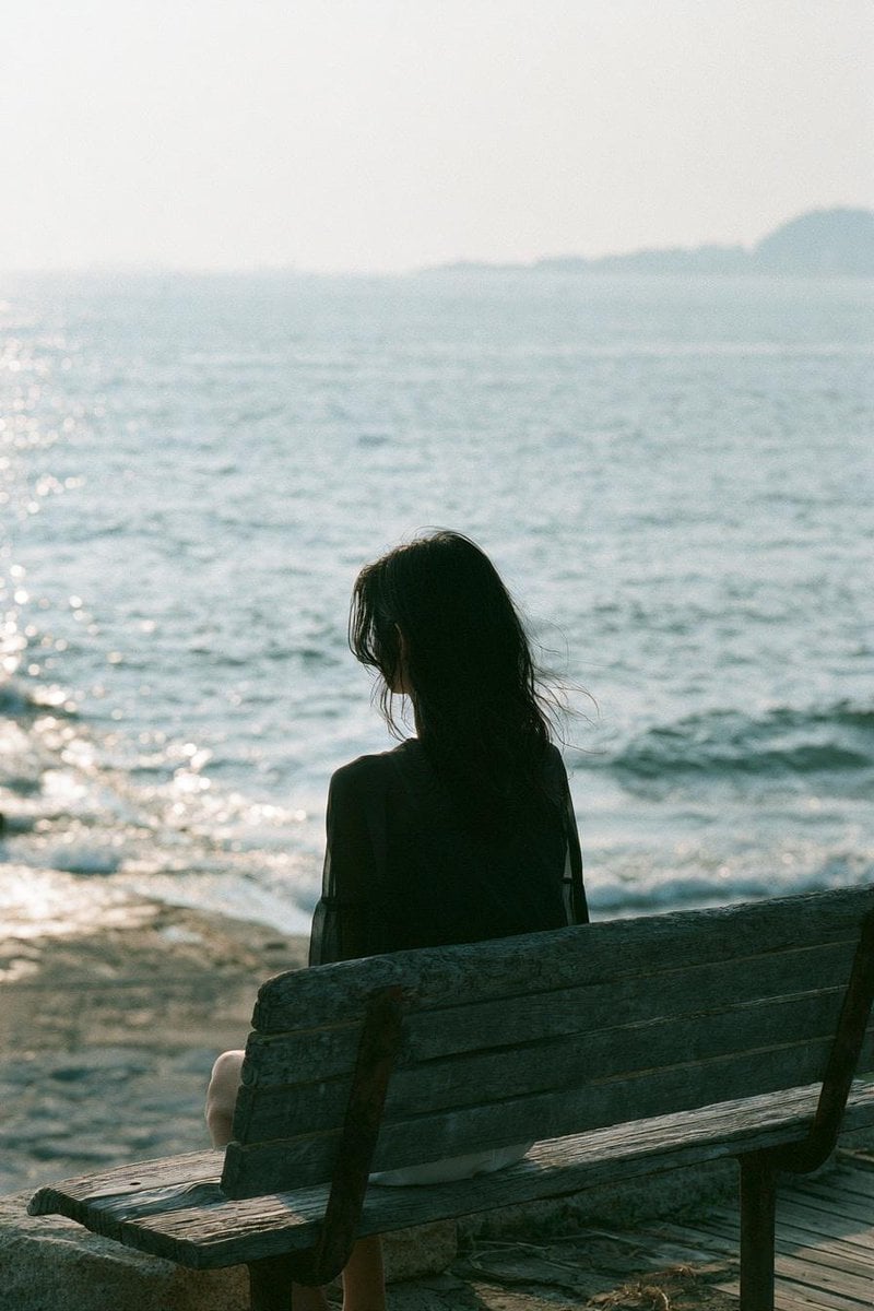 Golden Hour Solitude of a Young East Asian Woman - alternate