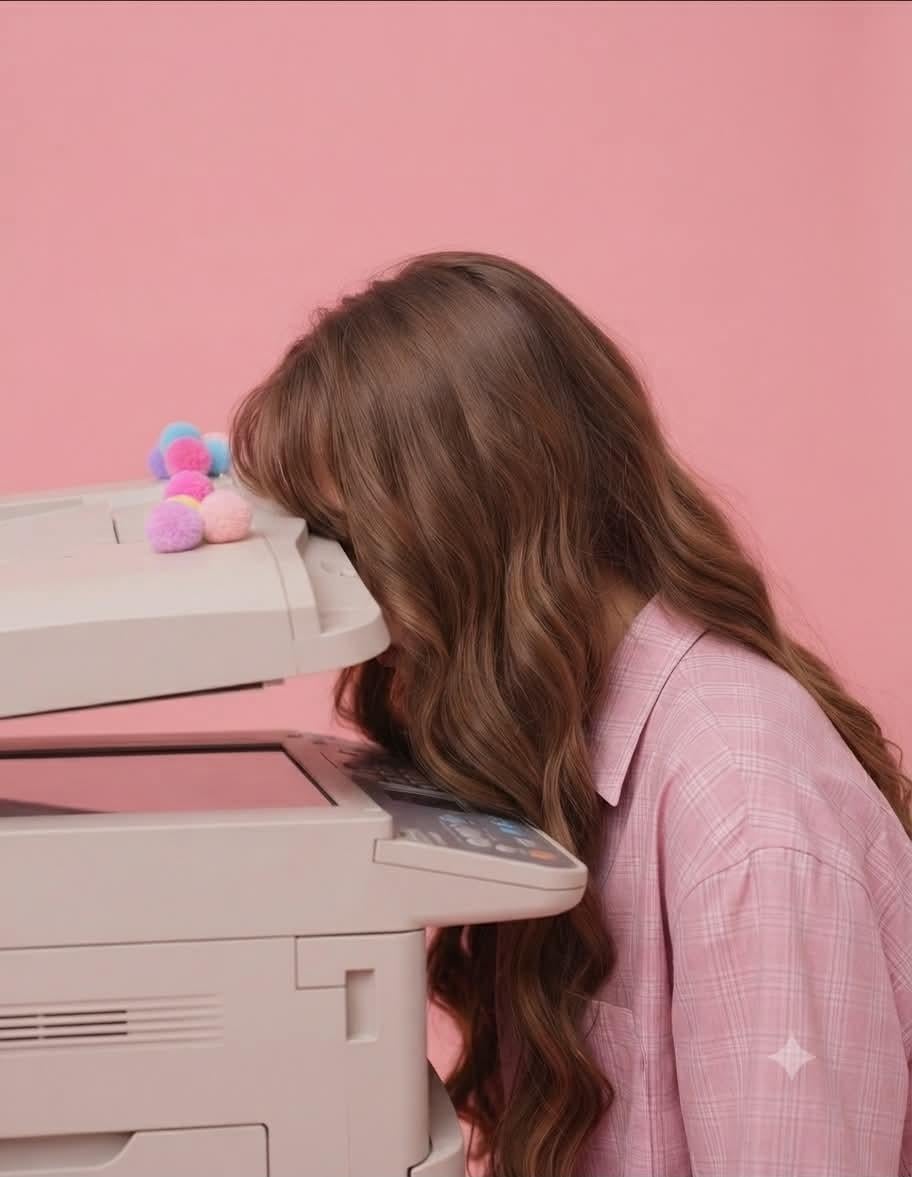 Surreal Bubblegum Pink Office Editorial - alternate