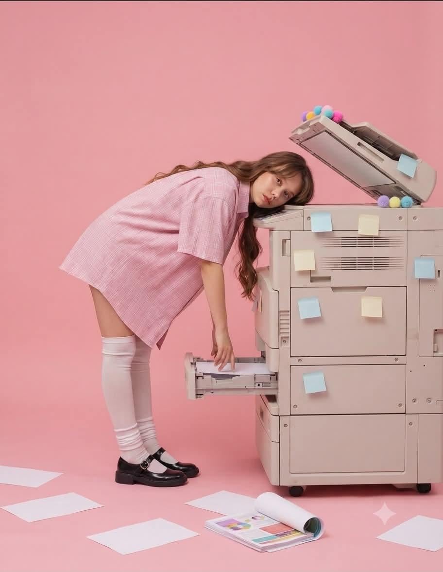 Surreal Bubblegum Pink Office Editorial - alternate