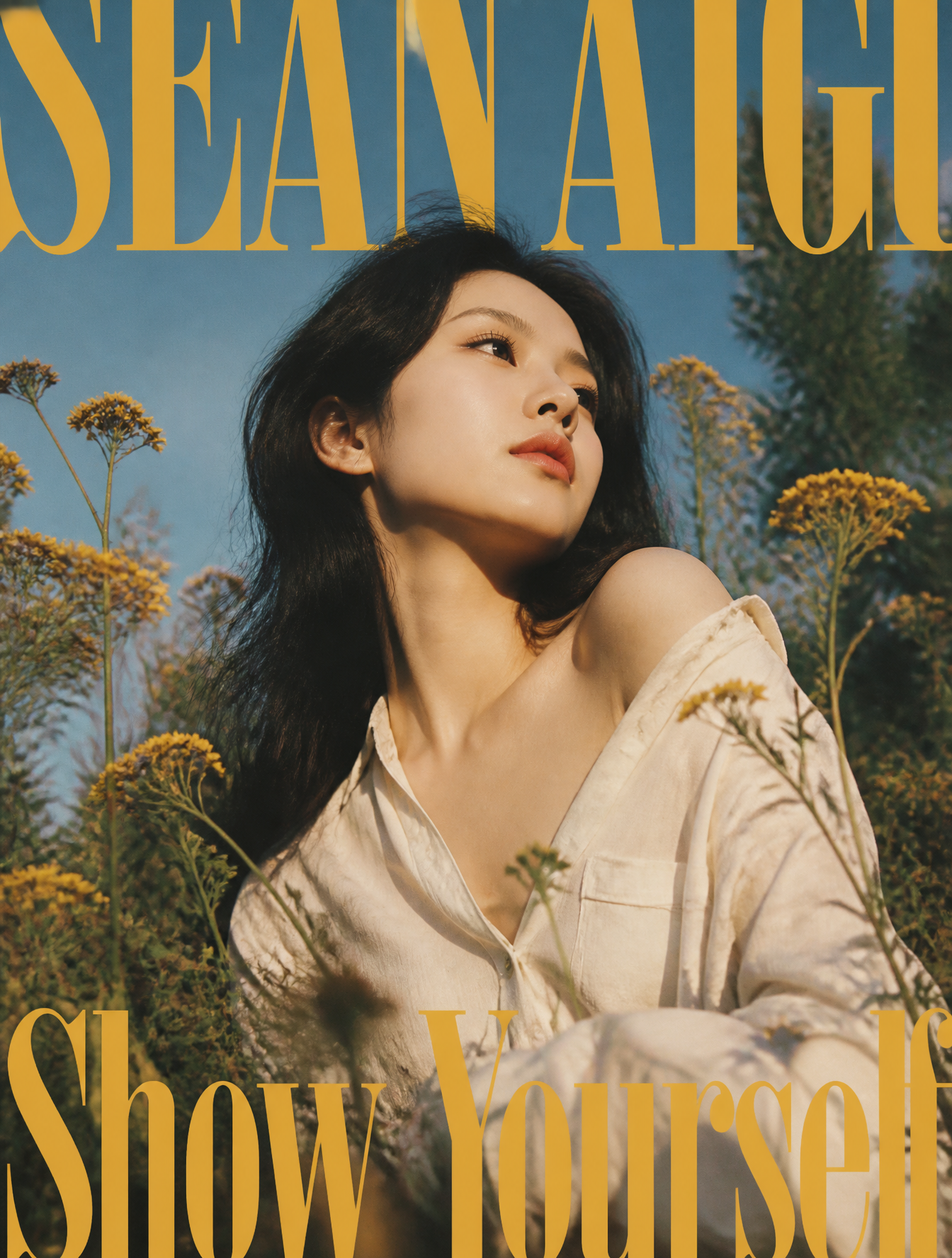 Vintage Editorial Portrait of a Chinese Woman in Wildflowers