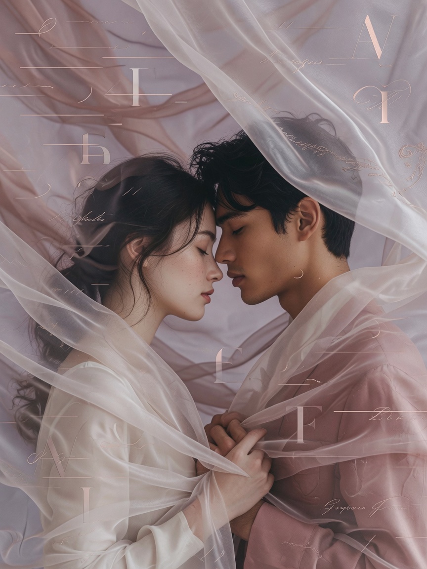 Romantic Silk Waves Couple Portrait