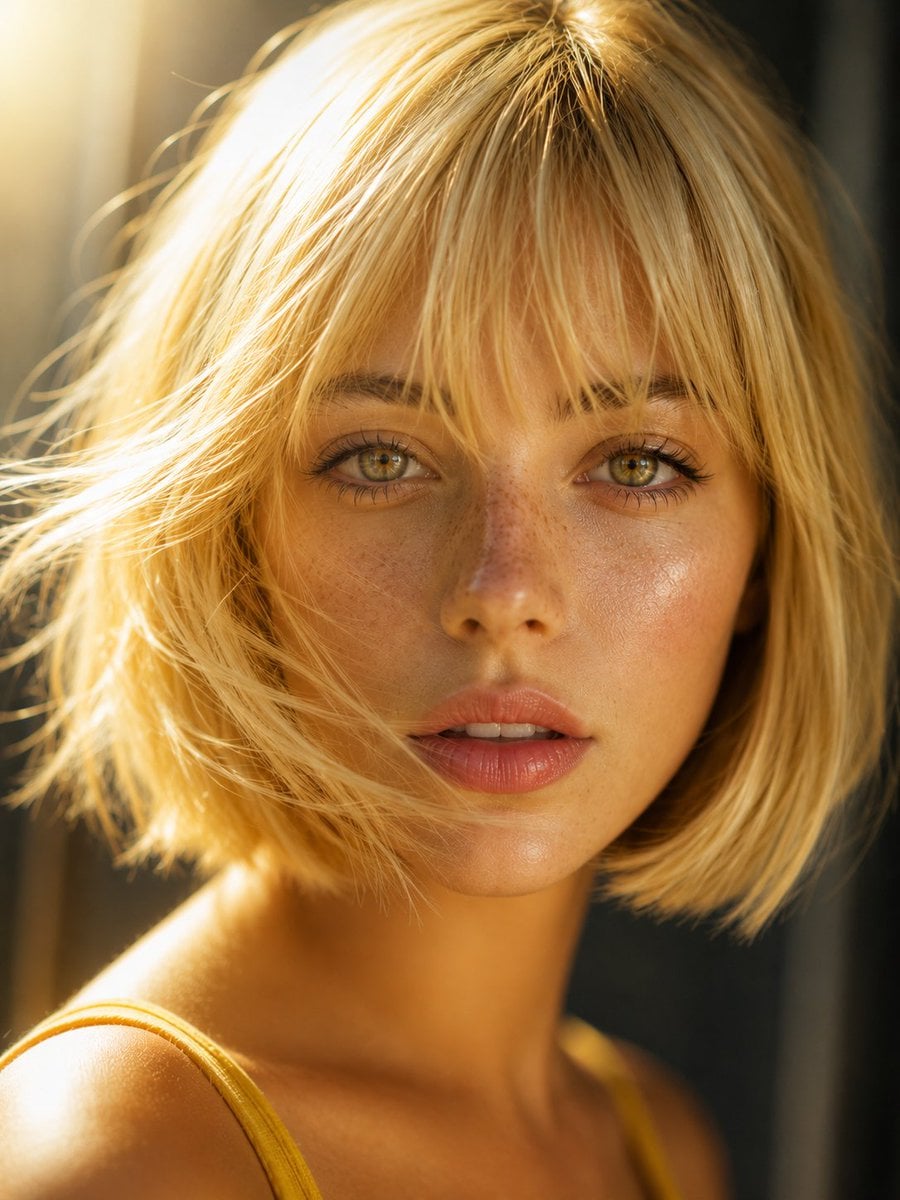 Golden Bob Editorial Beauty Portrait