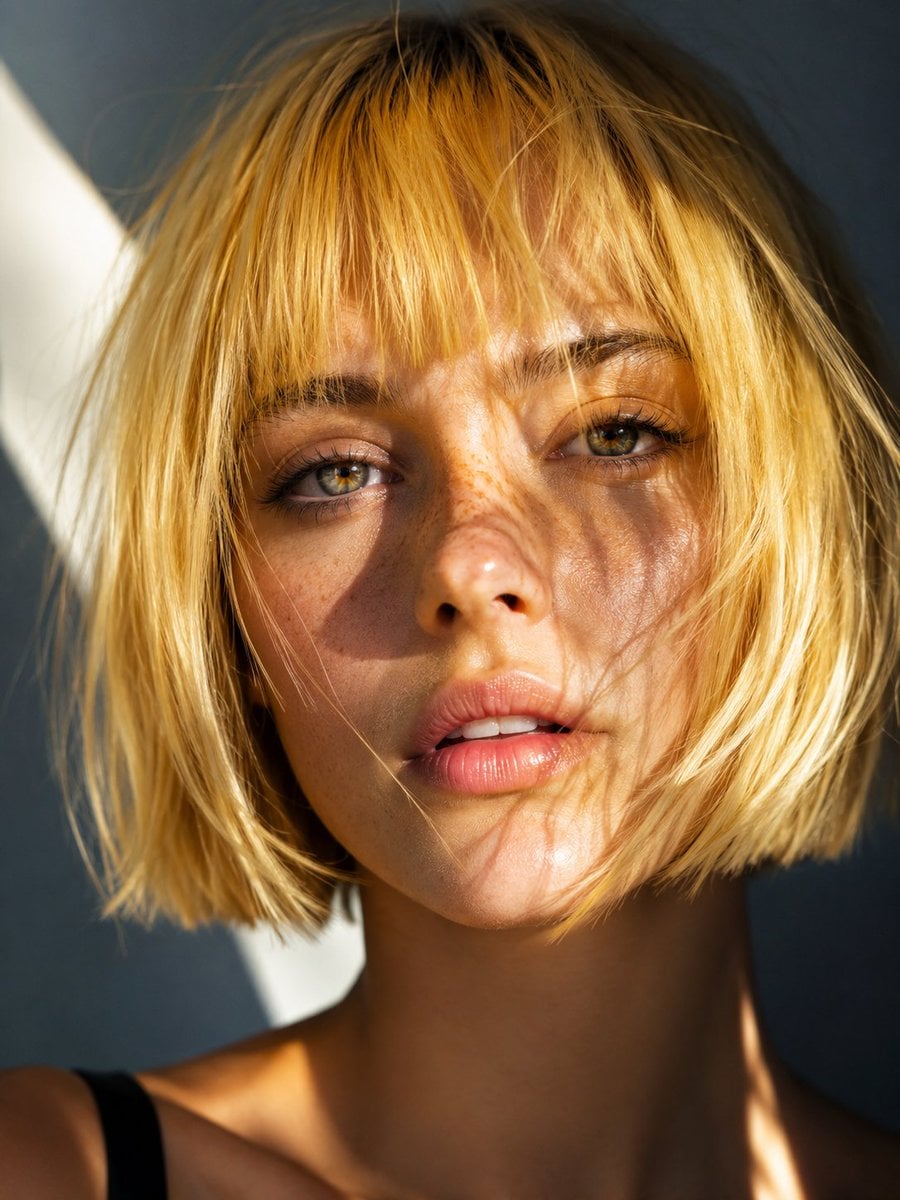 Golden Bob Editorial Beauty Portrait - alternate