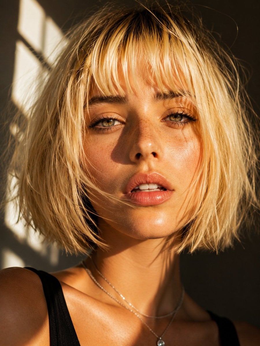 Golden Bob Editorial Beauty Portrait - alternate
