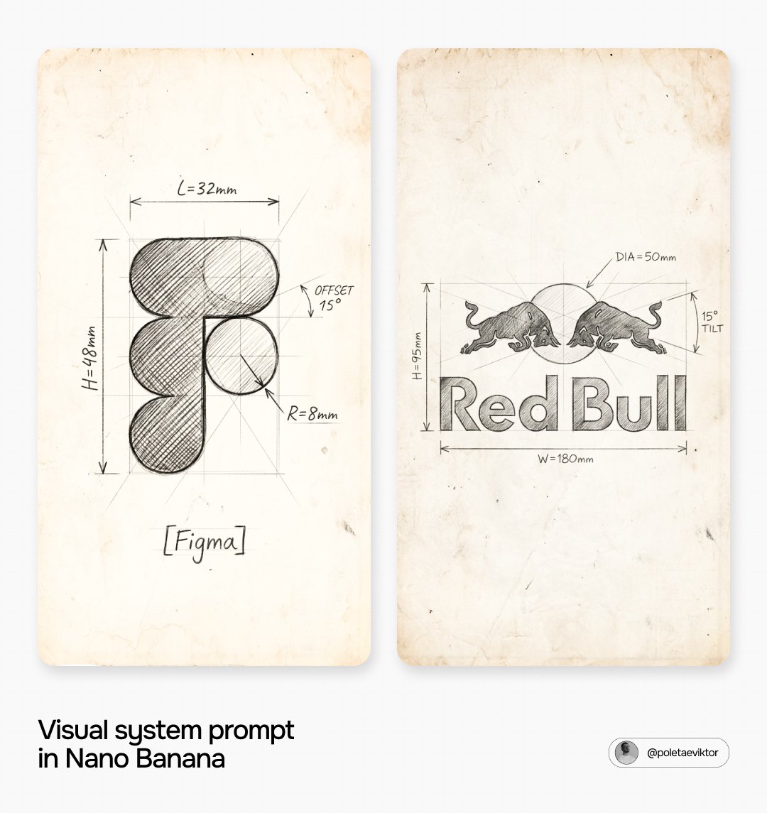 Vintage Technical Pencil Blueprint of Brand Logo