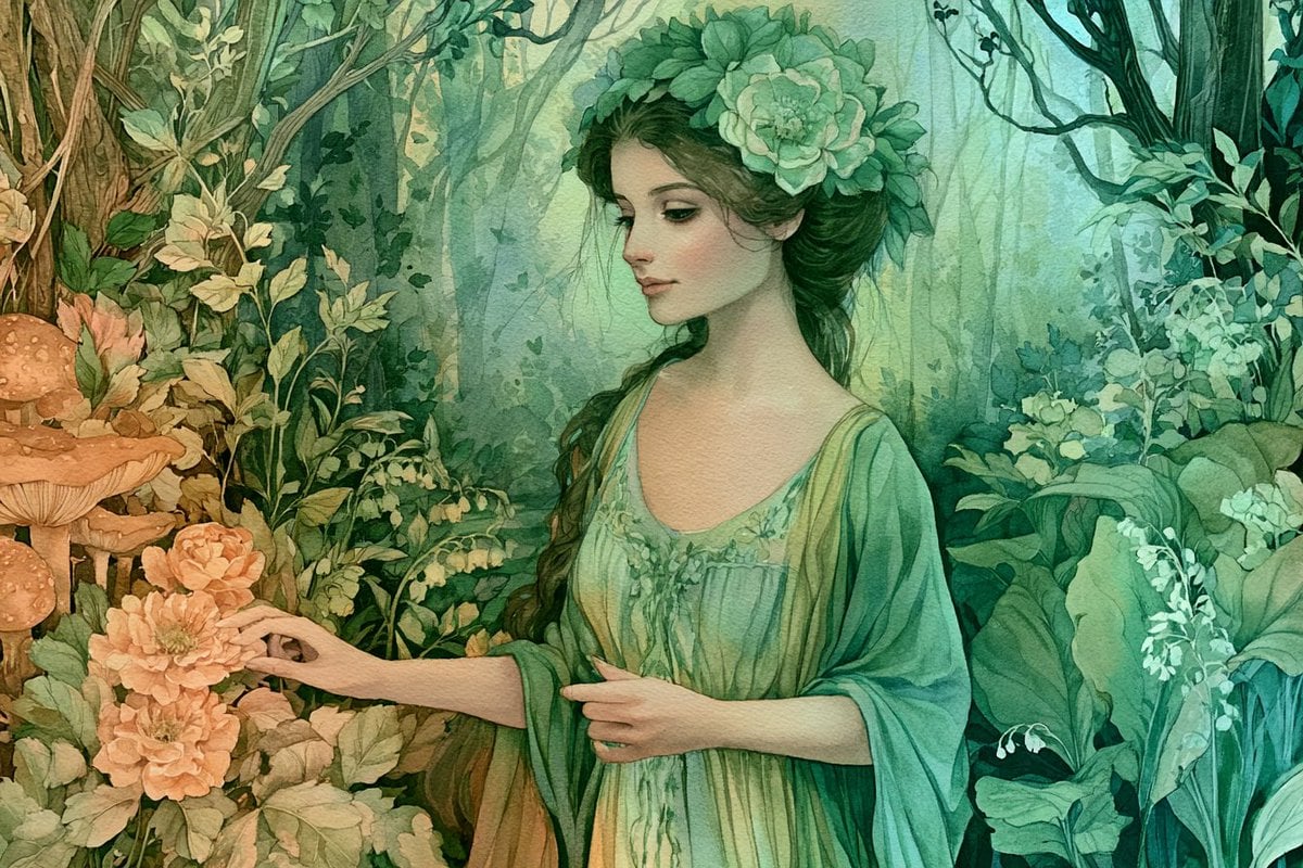 Mystical Watercolor Woodland Realm - alternate