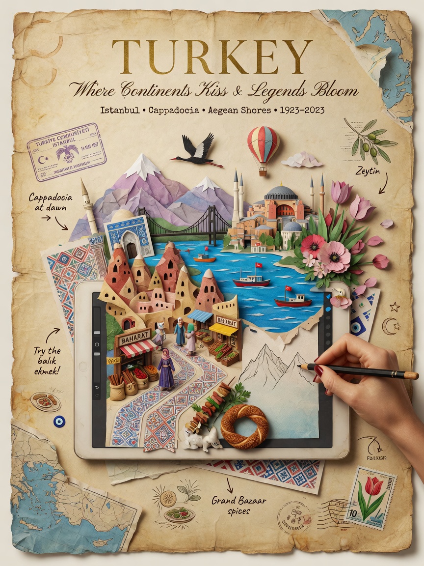 Vintage 3D Papercraft Journey to Turkey