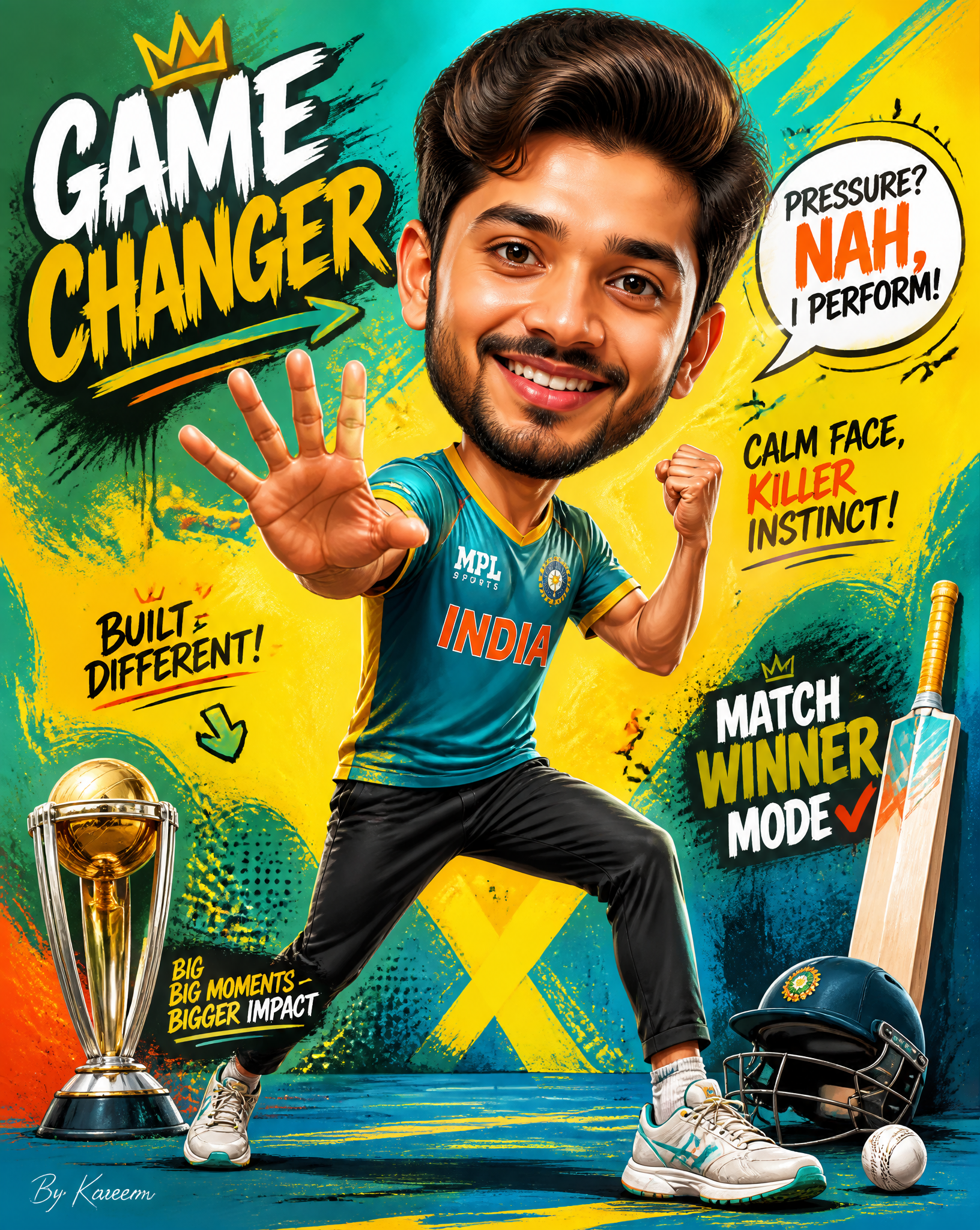 Gen-Z Hyper-Expressive Editorial Caricature Poster