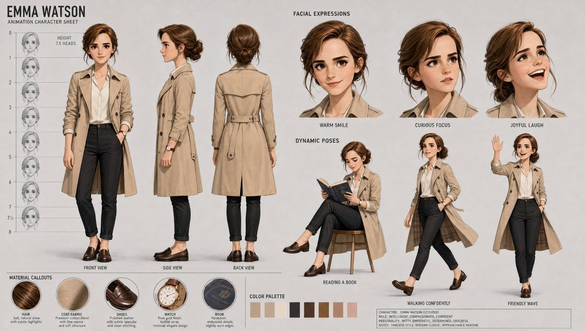 Professional Animation Character Design Sheet - alternate