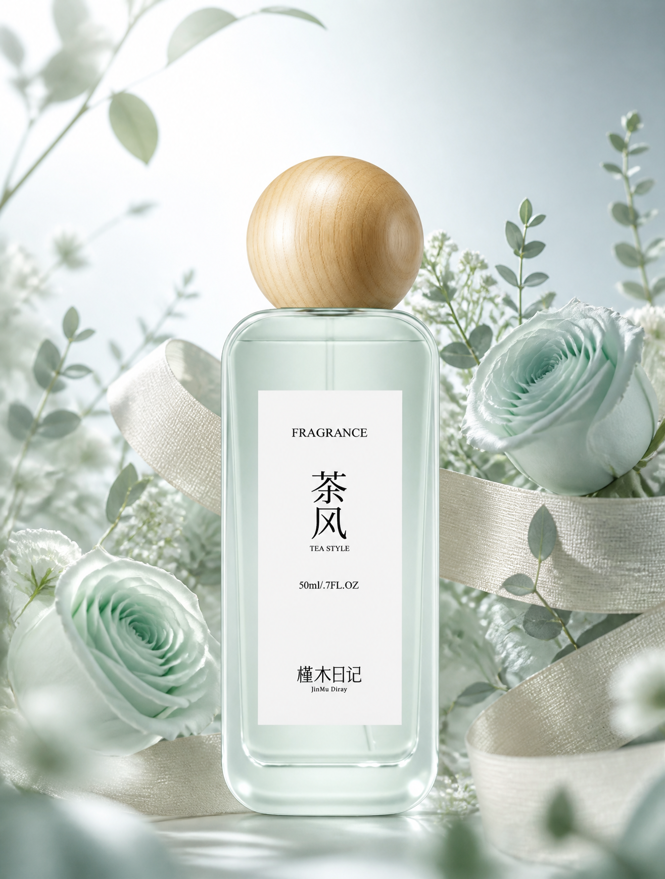 Mint Green Luxury Perfume with Botanical Accents