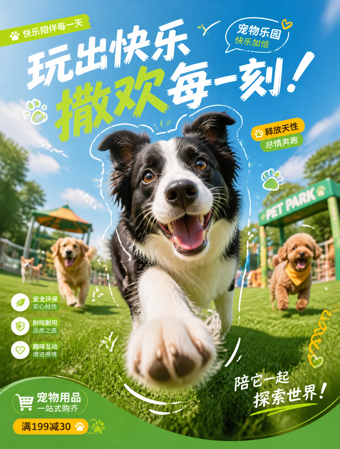 Energetic Border Collie Pet Park Promotional Poster