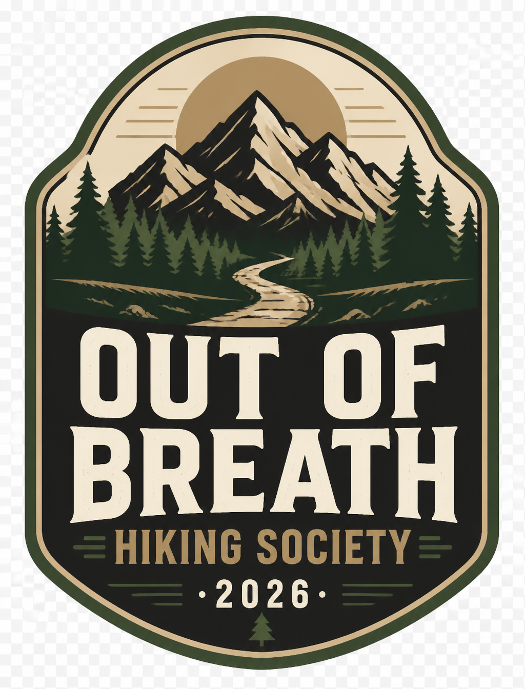 Vintage Out of Breath Hiking Society T-Shirt Badge