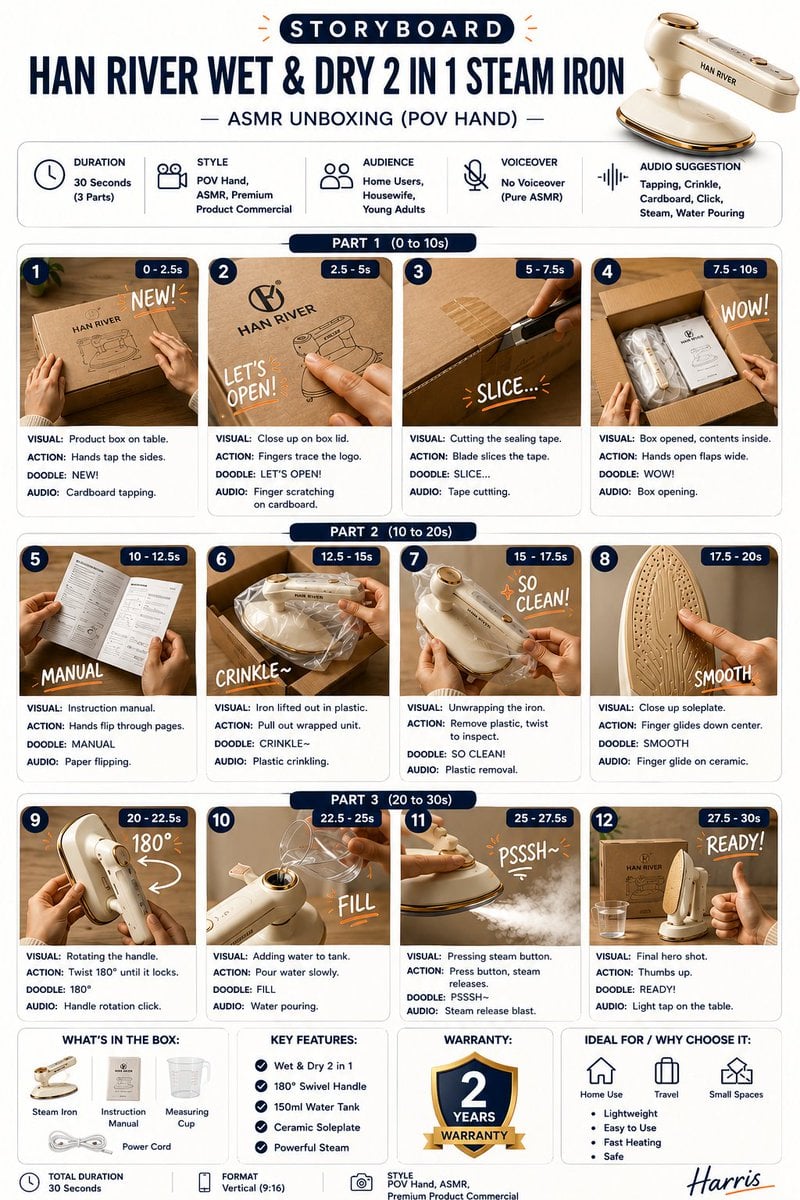 Premium ASMR Product Unboxing Storyboard Template