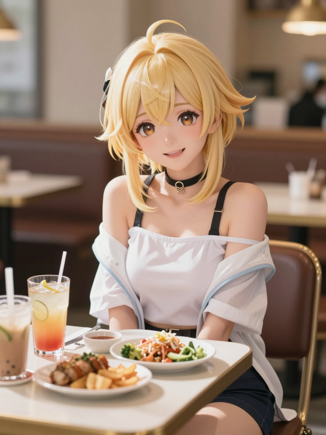 Furina Enjoying a Casual Cafe Meal