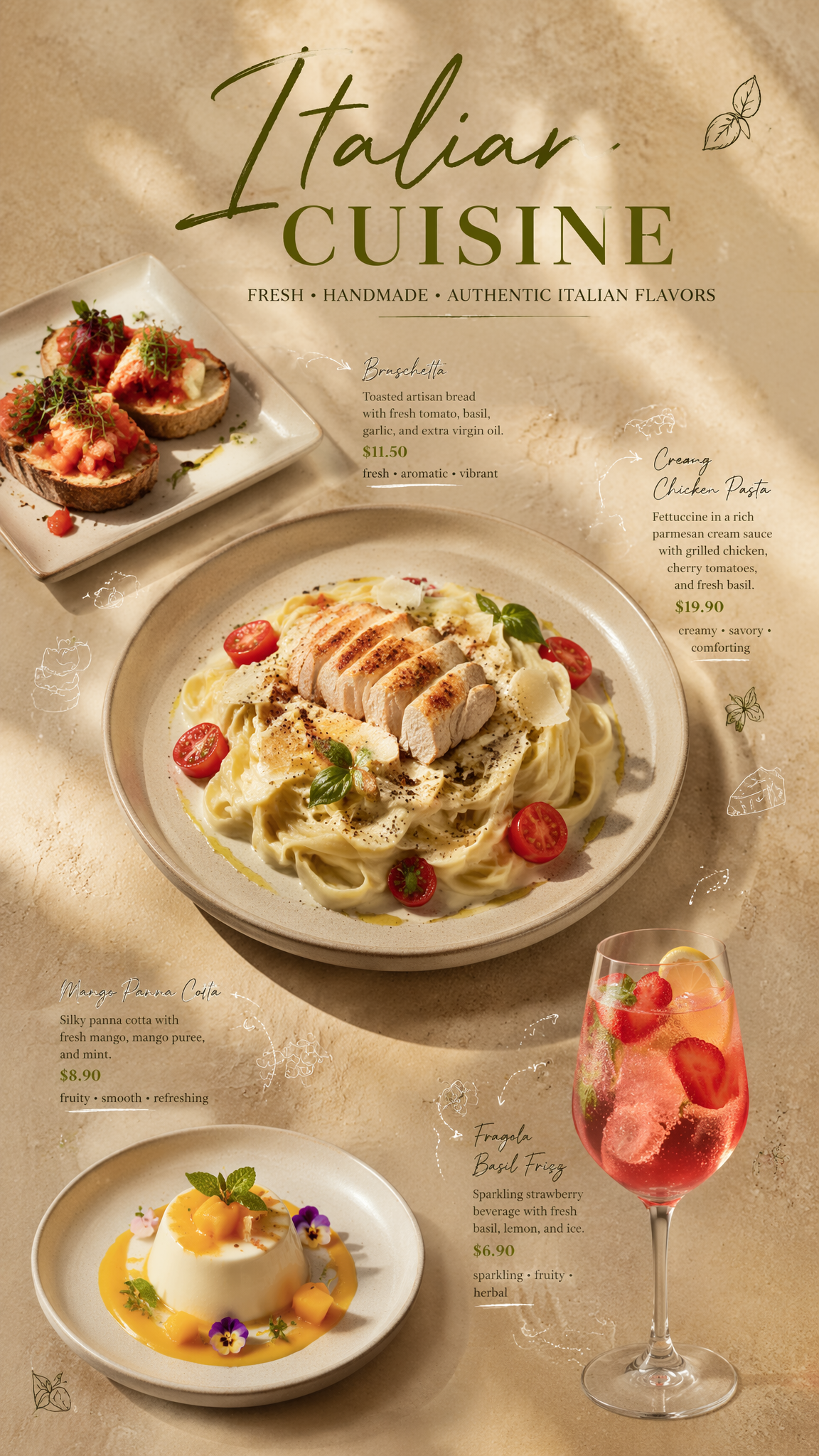 Luxury Modern Italian Editorial Menu Poster