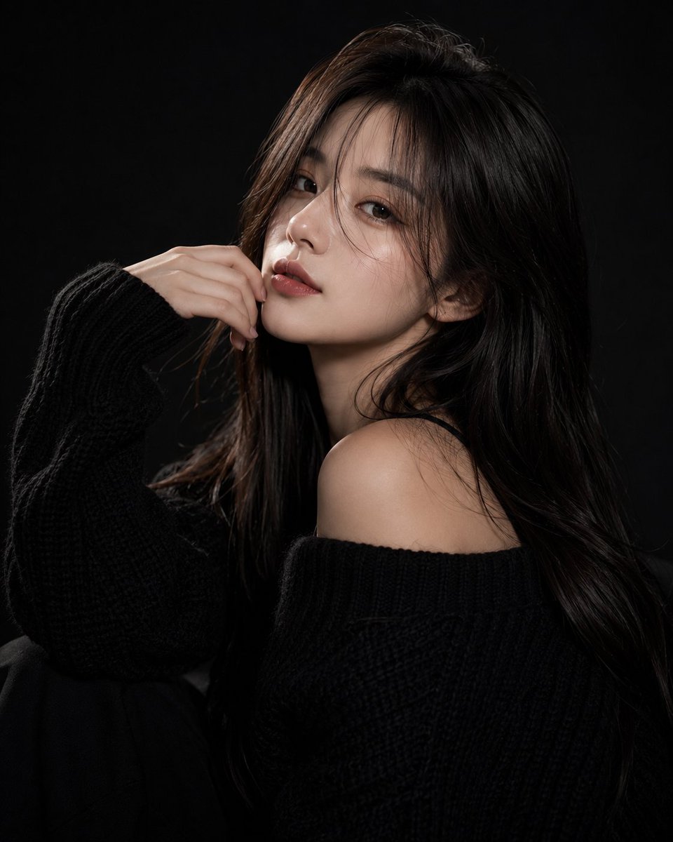 Mysterious Elegance in Black Knitwear