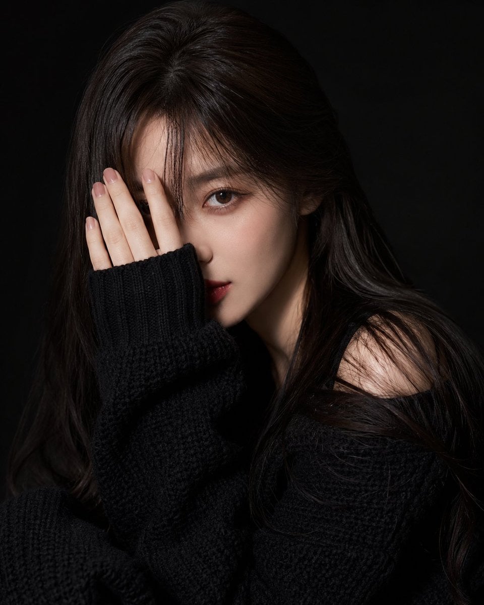 Mysterious Elegance in Black Knitwear - alternate
